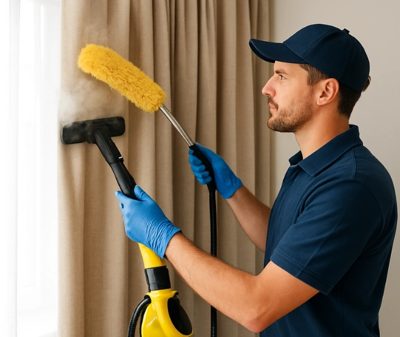 Trusted curtain steam cleaning technician Matty Curtain Cleaning coombabah QLD