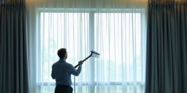 Commercial curtain steam cleaning service coombabah hotels offices