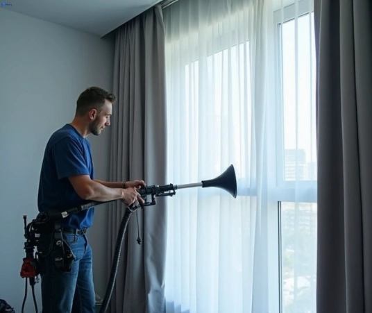 Professional curtain steam cleaning process equipment Matty Curtain Cleaning coombabah