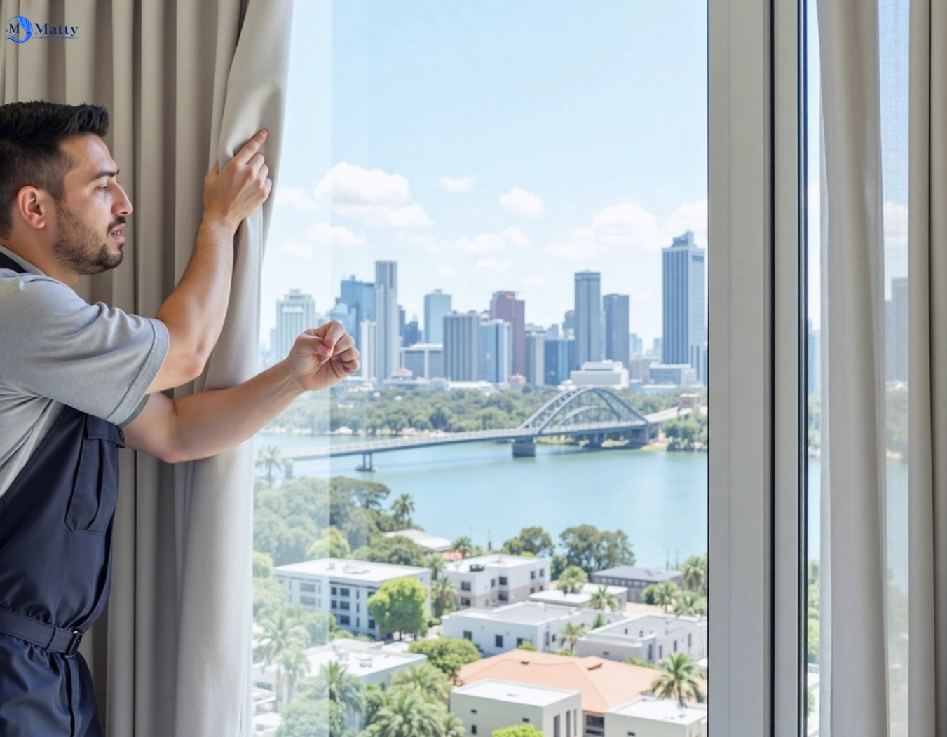 Professional curtain steam cleaning service coombabah QLD by Matty Curtain Cleaning